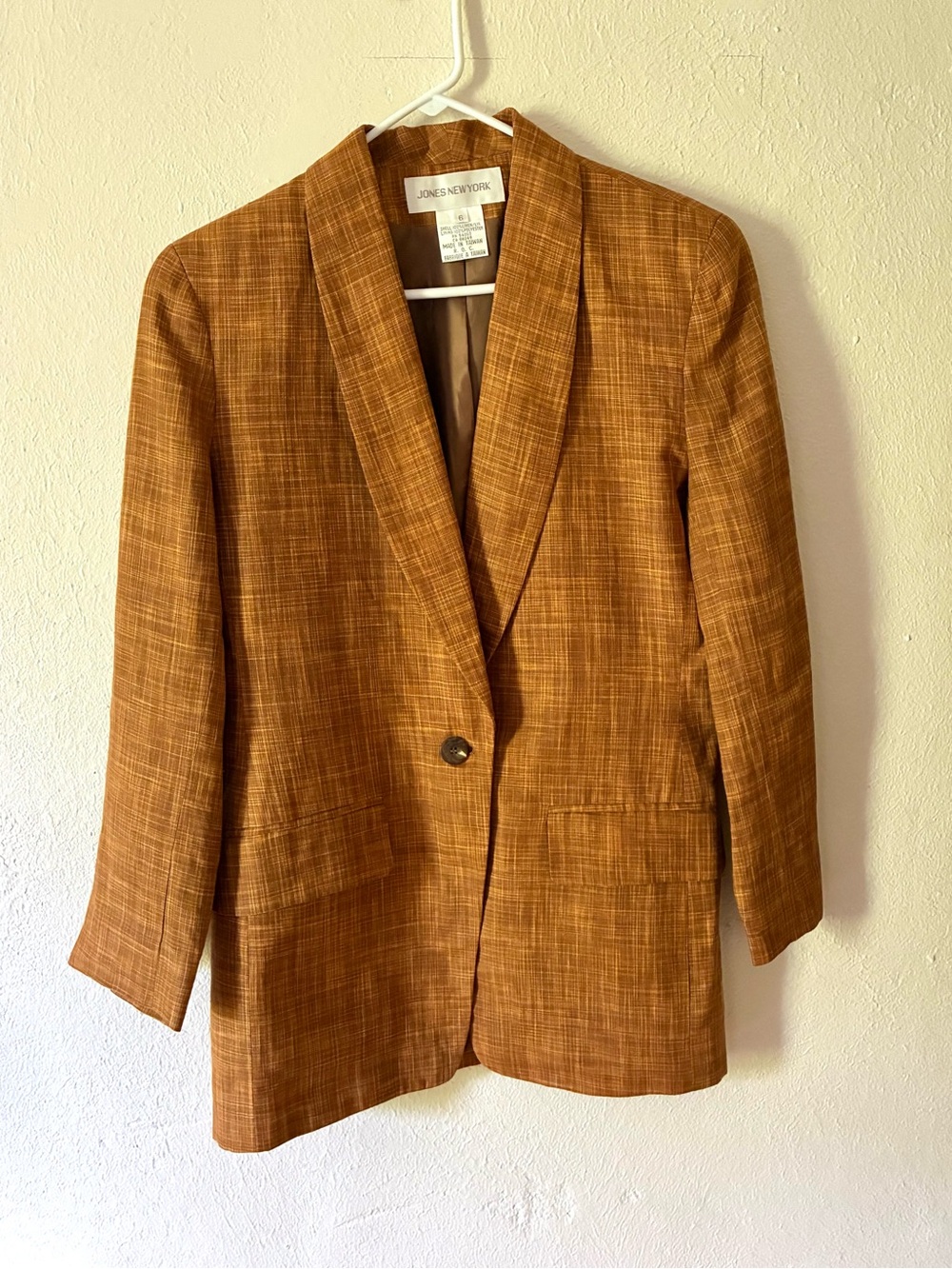 Jones New York Rust Color Linen Blazer size 6 vintage